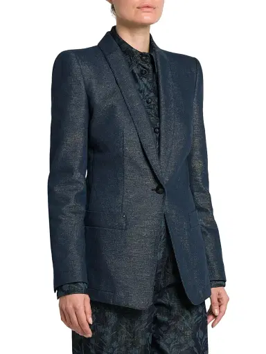 Giorgio Armani Women's Metallic Denim Blazer - Graphite - Size 8 | Thumbnail 4 Giorgio Armani Women's Metallic Denim Blazer - Graphite - Size 8 | Thumbnail 4
