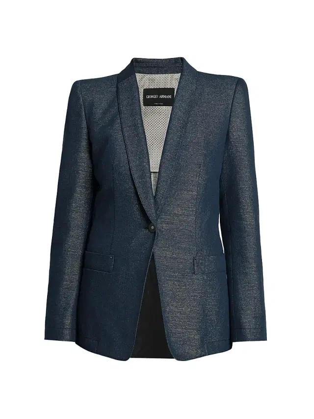 Women's Metallic Denim Blazer - Graphite