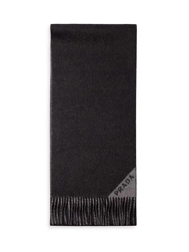 Prada Men's Double Cashmere Scarf - Dark Grey
