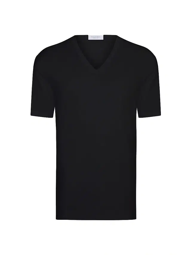 Men's Solid Cotton V-Neck T-Shirt - Black
