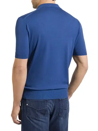 Stefano Ricci Men's Zip Polo Shirt - Medium Blue | Thumbnail 3