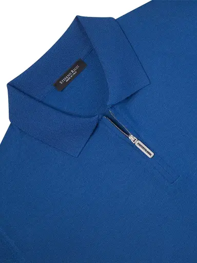 Stefano Ricci Men's Zip Polo Shirt - Medium Blue | Thumbnail 5