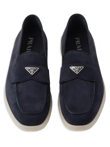 Prada Men's Suede Loafers - Blue - Size 12.5 | Thumbnail 3