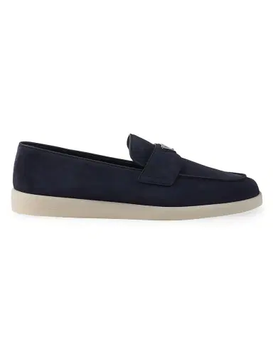 Prada Men's Suede Loafers - Blue - Size 12.5 | Thumbnail 1