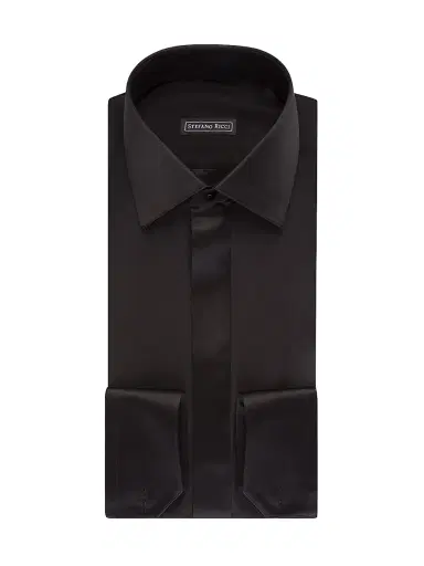 Stefano Ricci Men's Tuxedo Shirt - Black | Thumbnail 1 Stefano Ricci Men's Tuxedo Shirt - Black | Thumbnail 1