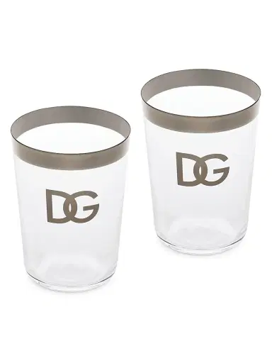 Dolce & Gabbana DG Logo 2-Piece Soft Drinks Glass Set | Thumbnail 6