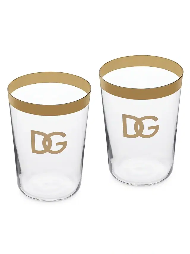 Dolce & Gabbana DG Logo 2-Piece Soft Drinks Glass Set - Transparent Silver
