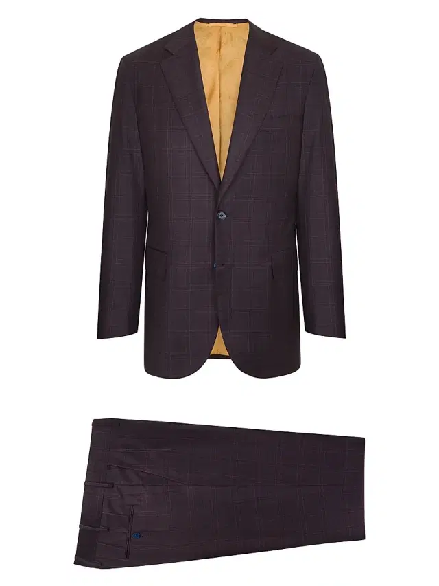 Stefano Ricci Men's Woven Suit 2 Buttons - Bordeaux