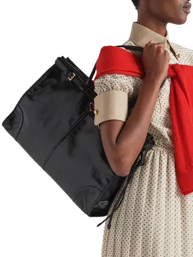Prada Women's Bonnie Leather Tote Bag - Black | Thumbnail 8 Prada Women's Bonnie Leather Tote Bag - Black | Thumbnail 8