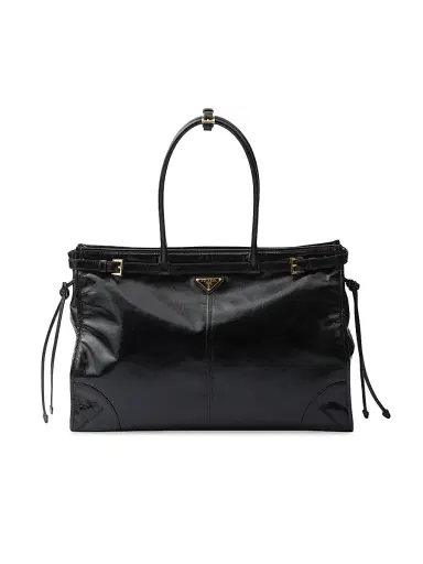 Prada Women's Bonnie Leather Tote Bag - Black | Thumbnail 1 Prada Women's Bonnie Leather Tote Bag - Black | Thumbnail 1