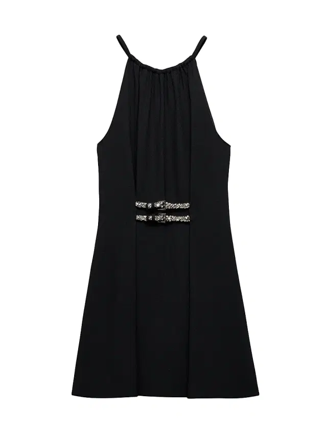 Women's Embroidered Sable Mini-Dress - Black