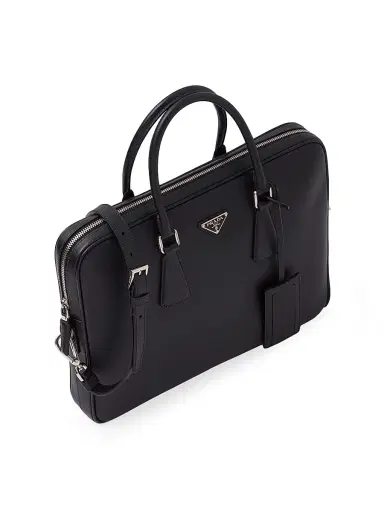 Prada Men's Saffiano Leather Work Bag - Black | Thumbnail 3