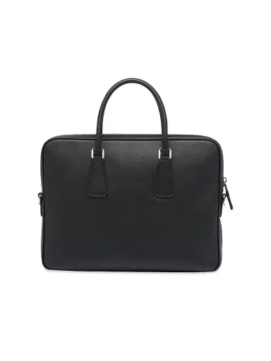 Prada Men's Saffiano Leather Work Bag - Black | Thumbnail 4
