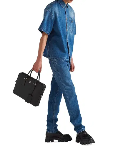 Prada Men's Saffiano Leather Work Bag - Black | Thumbnail 8