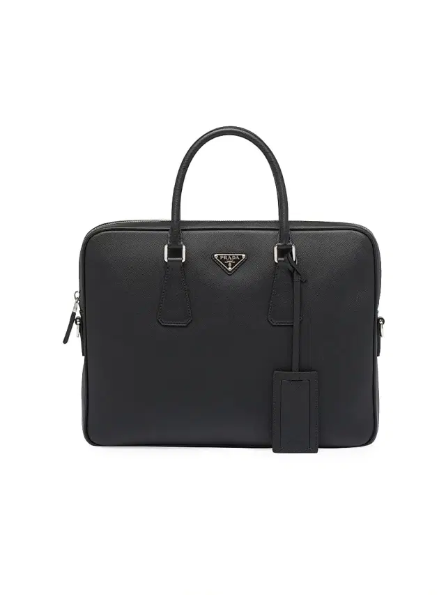 Men's Saffiano Leather Work Bag - Black Men's Saffiano Leather Work Bag - Black
