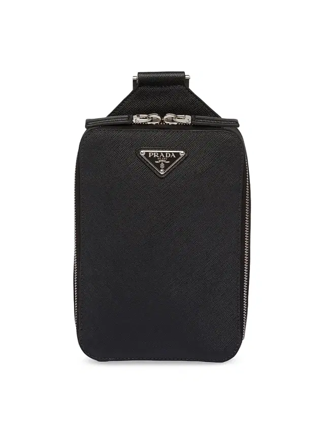 Prada Men's Brique Saffiano Leather Bag - Black