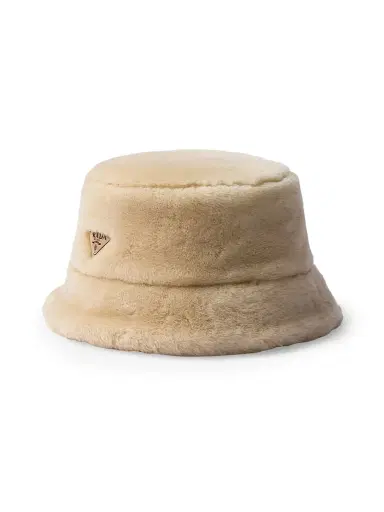 Prada Women's Shearling Bucket Hat - Khaki - Size XL | Thumbnail 1
