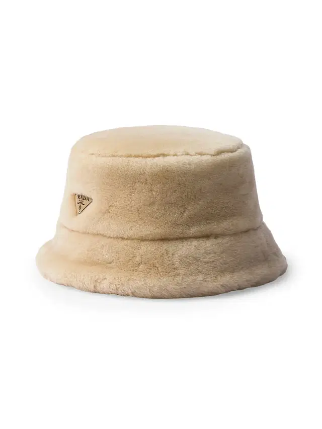 Prada Women's Shearling Bucket Hat - Khaki