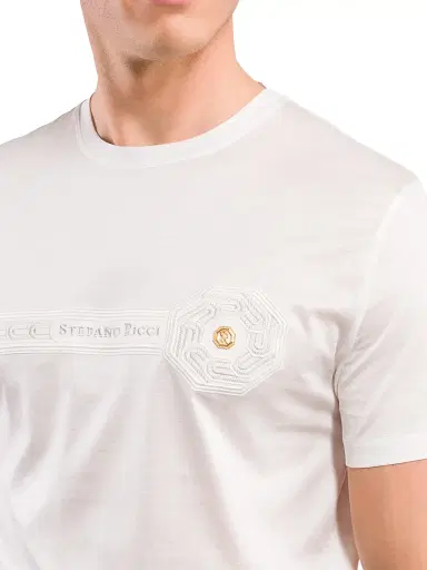 Stefano Ricci Men's T-Shirt - Milk White | Thumbnail 6 Stefano Ricci Men's T-Shirt - Milk White | Thumbnail 6