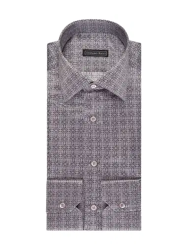 Stefano Ricci Men's Handmade Silk Dress Shirt - Grey - Size 16 | Thumbnail 1