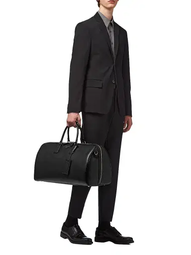 Prada Men's Saffiano Leather Travel Bag - Black | Thumbnail 2