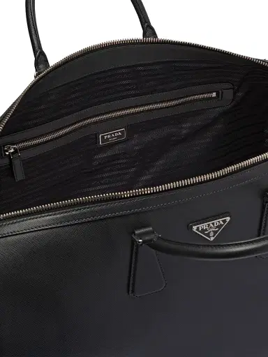Prada Men's Saffiano Leather Travel Bag - Black | Thumbnail 5