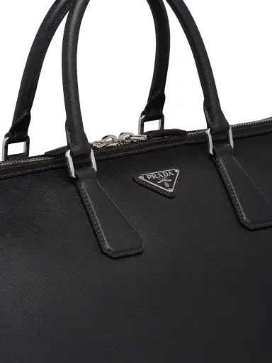 Prada Men's Saffiano Leather Travel Bag - Black | Thumbnail 6