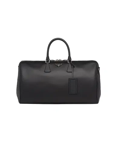 Prada Men's Saffiano Leather Travel Bag - Black | Thumbnail 1