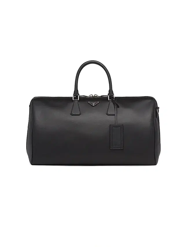 Men's Saffiano Leather Travel Bag - Black