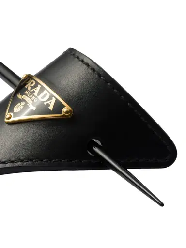 Prada Women's Leather Hair Clip - Black Gold | Thumbnail 2 Prada Women's Leather Hair Clip - Black Gold | Thumbnail 2