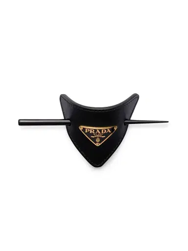 Prada Women's Leather Hair Clip - Black Gold | Thumbnail 1 Prada Women's Leather Hair Clip - Black Gold | Thumbnail 1