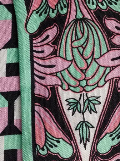 Prada Women's Skinny Printed Silk Twill Rectangular Scarf - Green | Thumbnail 3