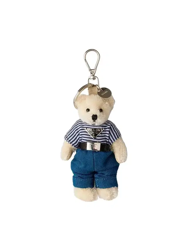 Prada Women's Teddy Bag Charm with Metal Ring - White