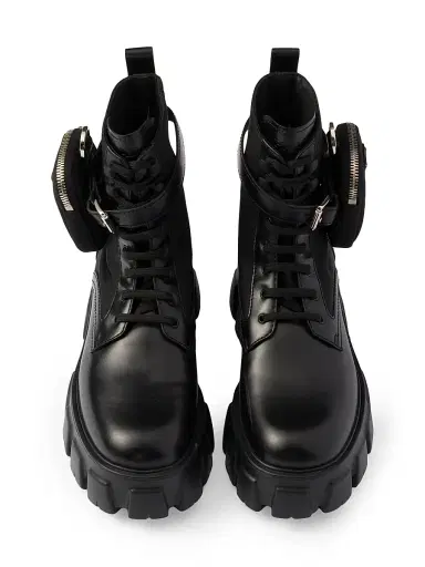Prada Women's Monolith Leather and Re-Nylon Combat Boots | Thumbnail 3 Prada Women's Monolith Leather and Re-Nylon Combat Boots | Thumbnail 3