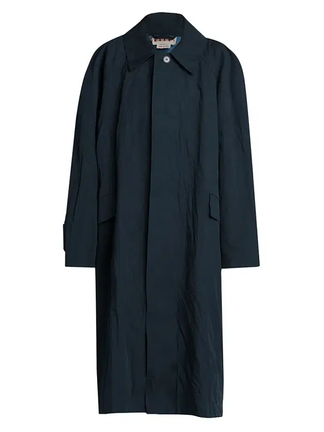 Women's Oversized Cotton Duster Coat - Blue Black