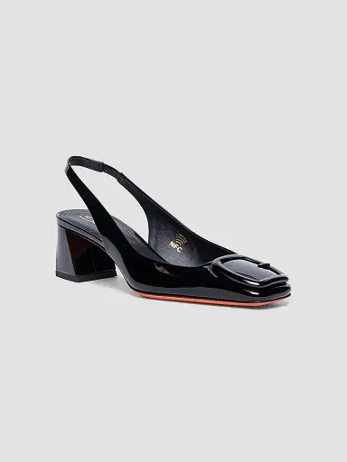 Santoni Women's 50MM Patent Leather Block-Heel Pumps - Black - Size 11 | Thumbnail 2