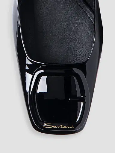 Santoni Women's 50MM Patent Leather Block-Heel Pumps - Black - Size 11 | Thumbnail 4