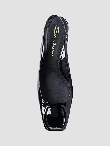Santoni Women's 50MM Patent Leather Block-Heel Pumps - Black - Size 11 | Thumbnail 5