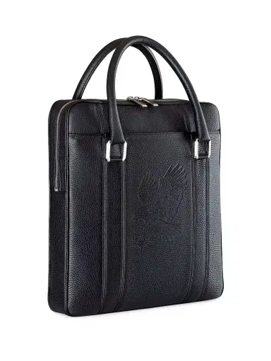 Stefano Ricci Men's Calfskin Leather Messenger Bag - Black | Thumbnail 2