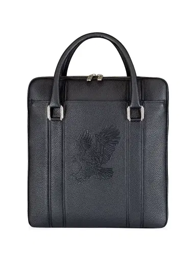 Stefano Ricci Men's Calfskin Leather Messenger Bag - Black | Thumbnail 1