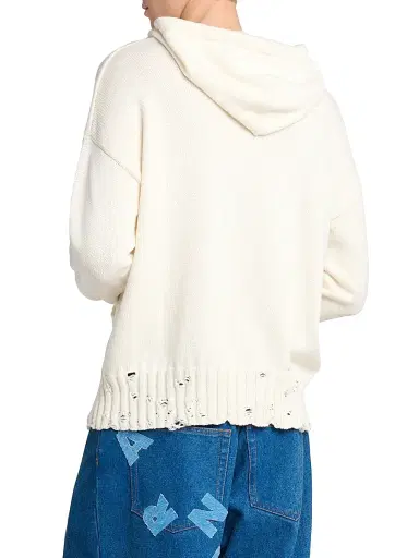 Marni Men's Distressed Hooded Sweater - Lily White - Size 44 | Thumbnail 5