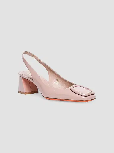 Santoni Women's 50MM Patent Leather Block-Heel Pumps - Beige - Size 11.5 | Thumbnail 2