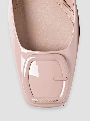 Santoni Women's 50MM Patent Leather Block-Heel Pumps - Beige - Size 11.5 | Thumbnail 4