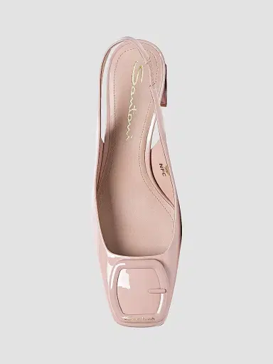 Santoni Women's 50MM Patent Leather Block-Heel Pumps - Beige - Size 11.5 | Thumbnail 5