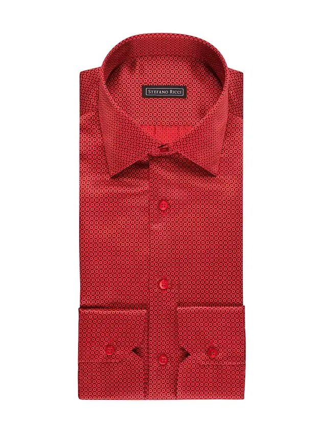Men's Handmade Ivrea Shirt - Dark Red