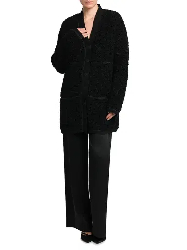 Giorgio Armani Women's Wool-Blend Textured Longline Cardigan - Nero - Size 10 | Thumbnail 2
