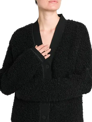 Giorgio Armani Women's Wool-Blend Textured Longline Cardigan - Nero - Size 10 | Thumbnail 6