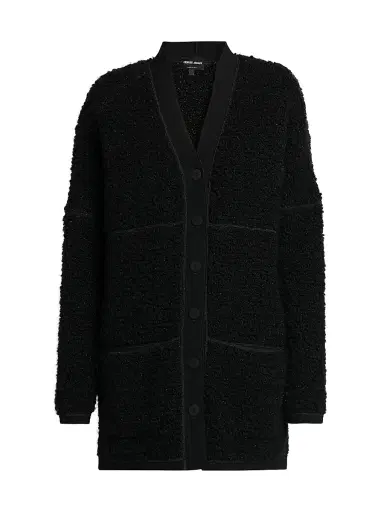 Giorgio Armani Women's Wool-Blend Textured Longline Cardigan - Nero - Size 10 | Thumbnail 1