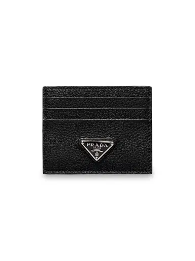 Prada Men's Leather Card Holder - Black | Thumbnail 1 Prada Men's Leather Card Holder - Black | Thumbnail 1