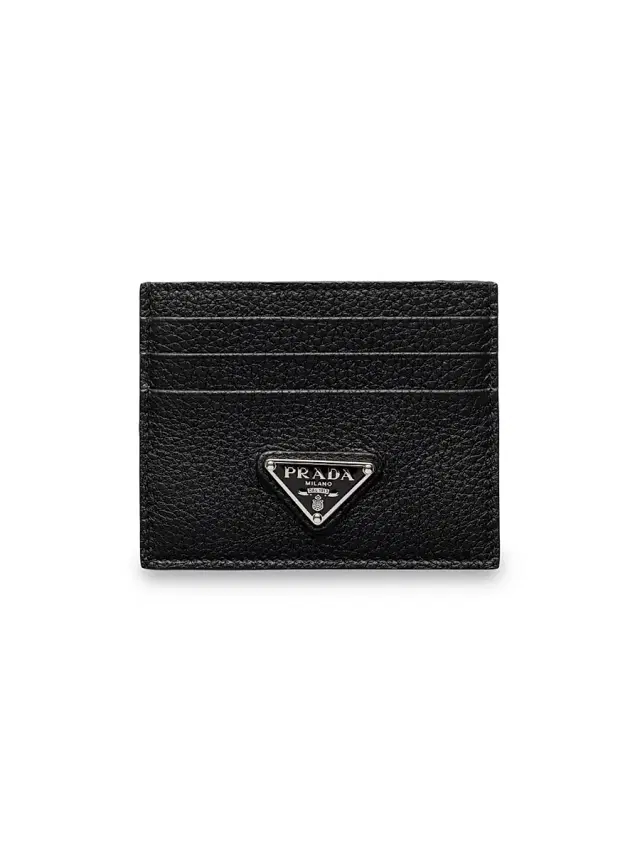 Prada Men's Leather Card Holder - Black